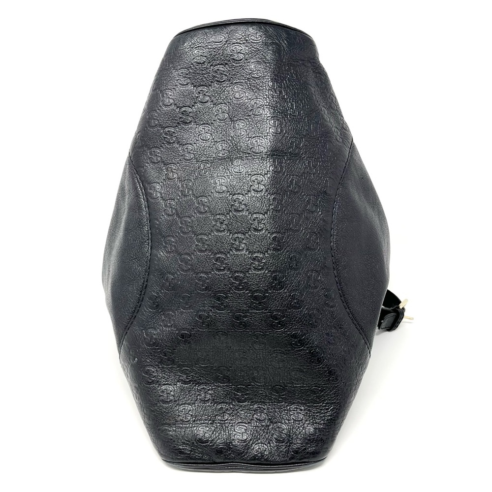 Vintage Gucci Charlotte GG Logo Monogram Shoulder Hobo Bag Tote Black Leather - Picture 6 of 14